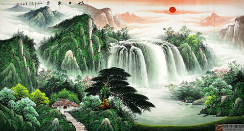 聚宝盆山水画高清大图，十大最旺家的中堂挂画