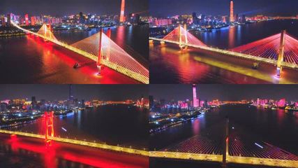 武汉城市夜景视频大全，航拍武汉市夜景视频