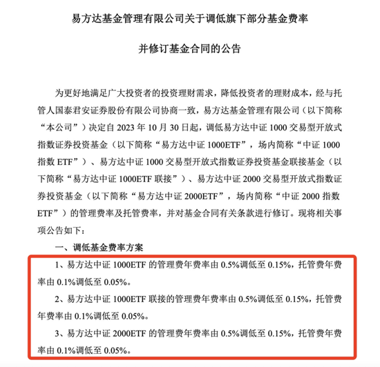 突放大招！3万亿“一哥”易方达基金宣布旗下部分ETF降费