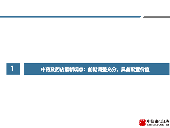 中信建投 | 中药及药店最新观点：前期调整充分，具备配置价值