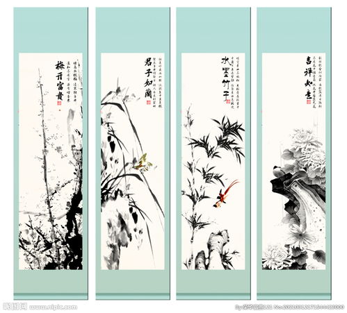  梅兰竹菊四幅画，四季之雅，人生之韵，四季之雅，梅兰竹菊四幅画赏析--第1张