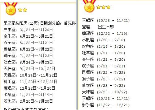 年份星座对照表大全--第1张