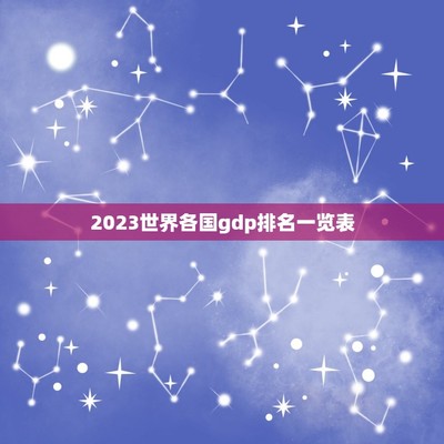 2023世界各国GDP，2023世界各国gdp人均排行榜