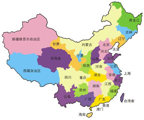 中国地图各省份图形，中国地图各省份图形分布