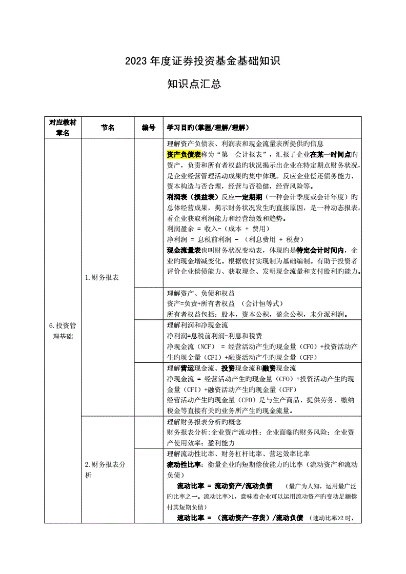 证券投资基金基础知识点，证券投资基金基础知识必考真题及答案解析