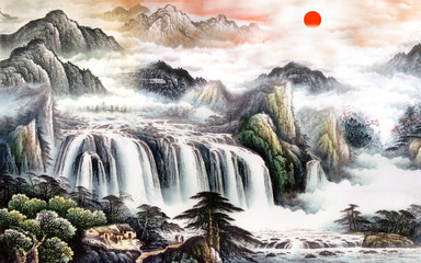 山水风景图片国画，山水风景图片国画简单