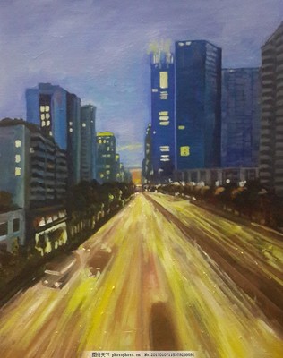 城市夜景绘画作品，城市夜景绘画作品油画