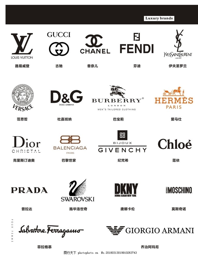 全球奢侈品牌logo大全，全球奢侈品牌logo大全图片