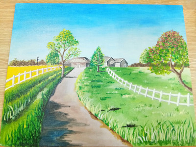画一幅农村家乡风景画四年级，画一幅农村家乡风景画四年级下册