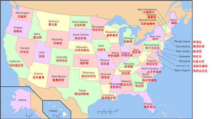 美国地图中文版，美国地图中文版高清晰
