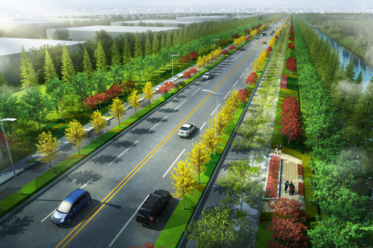 道路绿化效果图，道路绿化效果图 栅栏