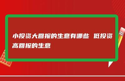 当下小投资大回报的有什么行业，大投资小回报的生意能做么