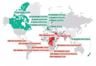 世界宜居国家排名，世界宜居国家排名表