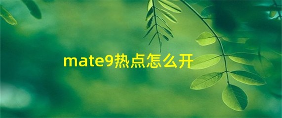 华为mate9热点设置，华为mate9pro热点密码设置