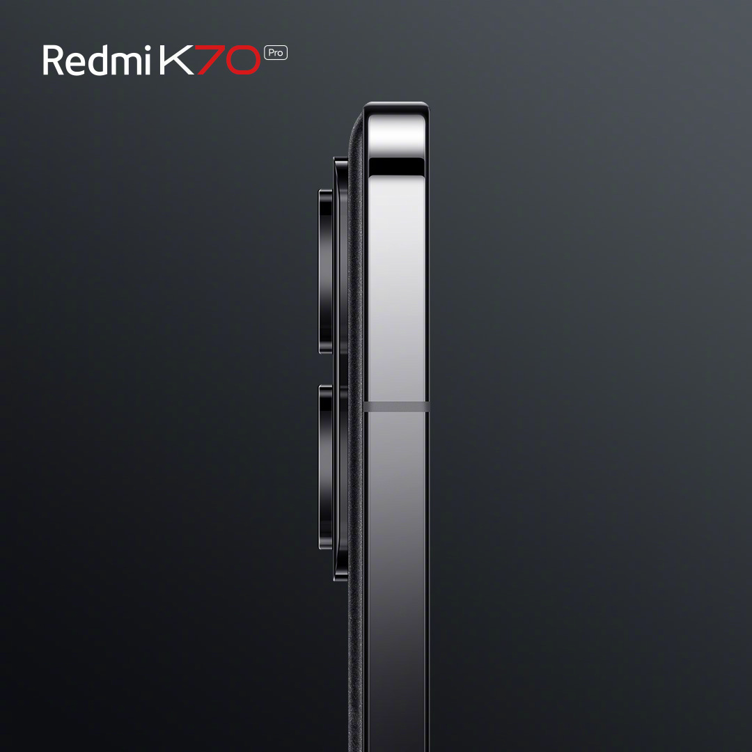 小米 Redmi K70 Pro 手机外观亮相：“墨羽”配色，后置矩阵三摄