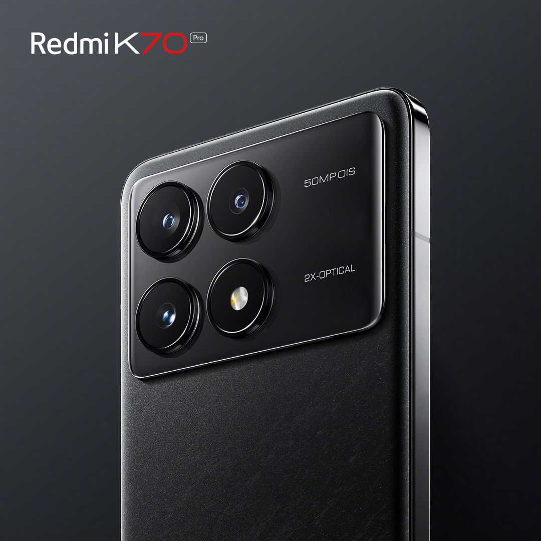 小米 Redmi K70 Pro 手机外观亮相：“墨羽”配色，后置矩阵三摄