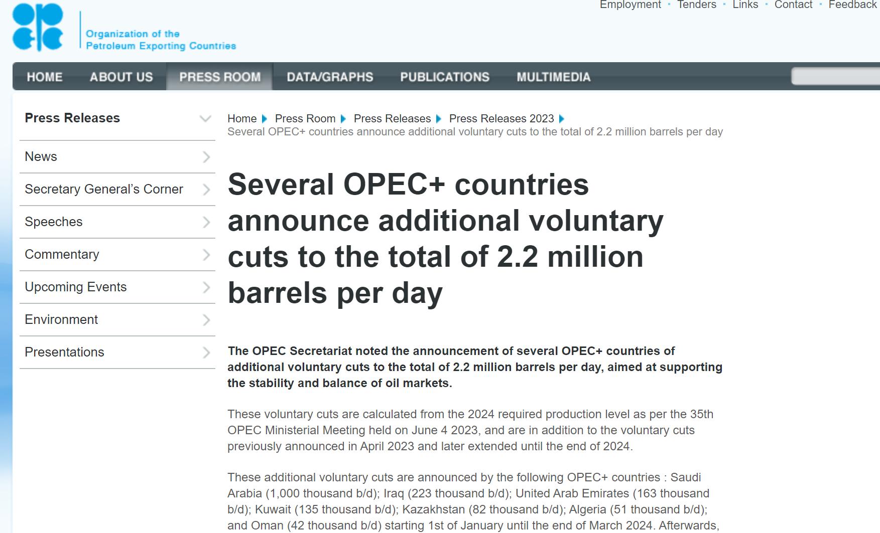 OPEC+减产效果存疑？联盟“大哥”喊话：相信成员国 措施当然可以延长