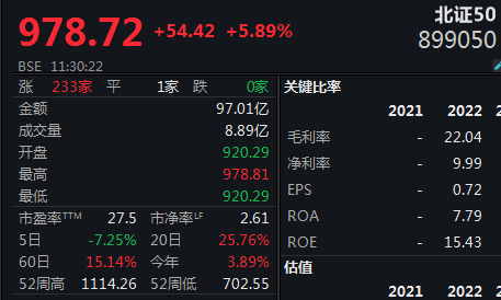 北证50单边大涨近6%，沪指陷入“冰点”盘中失守3000点