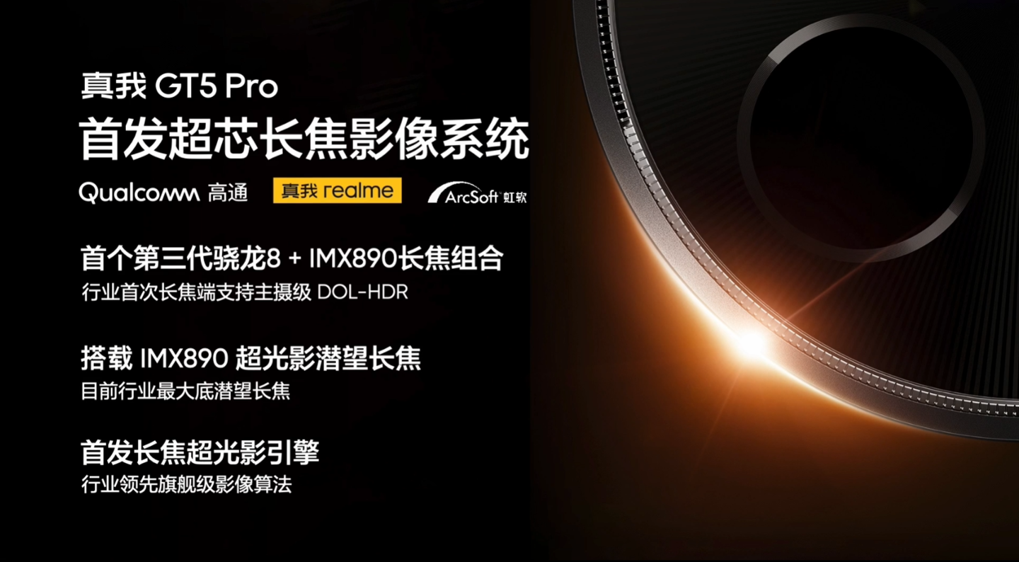 realme 真我 GT5 Pro 手机搭载一加 12 同款索尼 LYT-808 主摄，IMX890 潜望长焦